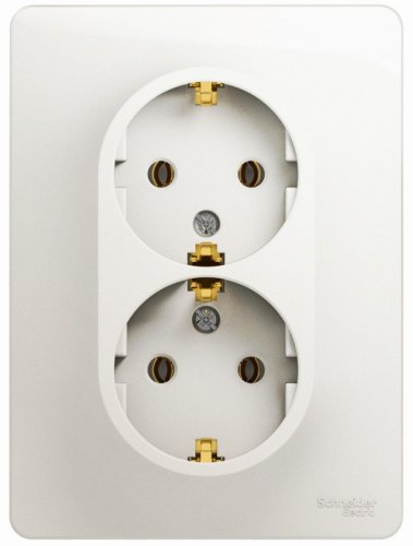 Розетка с заземлением Systeme Electric Glossa 1-м. 2 мод. перламутр фото Розетка с заземлением Systeme Electric Glossa 1-м. 2 мод. перламутр картинка